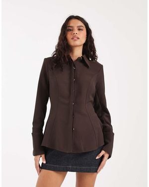 River Island Shirt With Tie Back Detail - Brown
