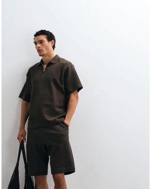 SELECTED Co-ord Waffle Shorts - Brown