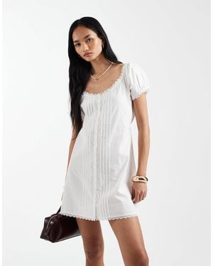 Cotton On Emma Babydoll Button Down Mini Dress - White