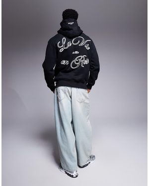 Sixth June Sudadera Negra Con Capucha Y Estampado Trasero Francés De - Negro
