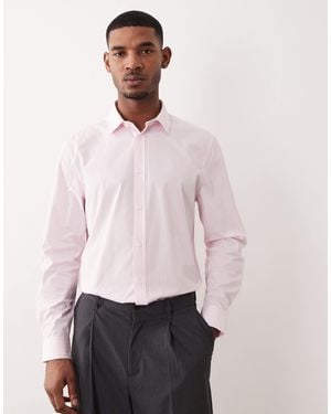 ASOS Regular Fit Smart Poplin Stripe Shirt - Pink