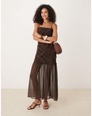 ASOS Textured Dropped Waist Cami Midi Dress - Natural