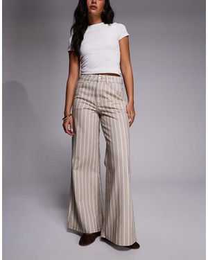 River Island Striped Super Wide Leg Jeans - Grey