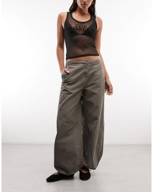 Weekday Wide Leg Ripstop Pants - Green