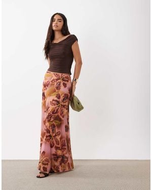 ASOS Maxi Rok Met Print, Stretch En Volle Zoom - Wit