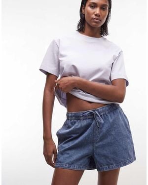 Noisy May Tie Waist Denim Short - White