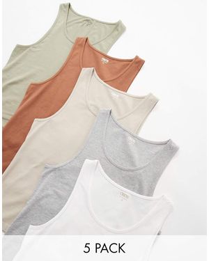 ASOS Confezione Da 5 Canotte Attillate - Bianco