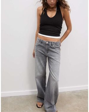 Stradivarius D91 Low Wide-Leg Jeans - Grey
