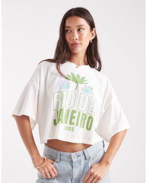 ONLY – cropped-t-shirt - Weiß