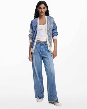 Desigual Two-Tone Knit Cardigan - Blue