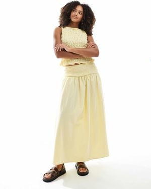 ASOS Linen Blend Shirred Waist Maxi Skirt - Metallic