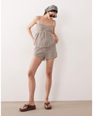 esmé studios Pantalones Cortos Playeros A Cuadros Vichy Marrones De Esmee (Parte De Un Conjunto) - Neutro