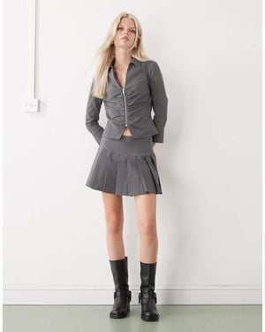 Collusion Tailored Bengaline Ruched Fitted Shirt Co-ord - Gray