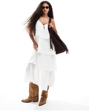 Object Maxi Bohojurk Met Stroken - Wit