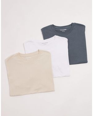 Jack & Jones – 3er-pack oversize-t-shirts - Blau