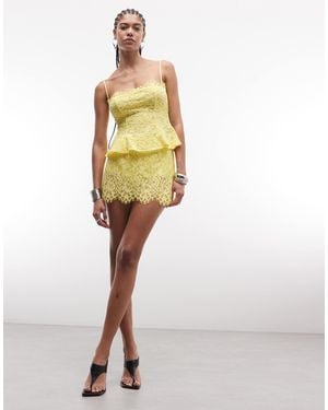 AFRM – presley – mini-skort aus spitze - Gelb