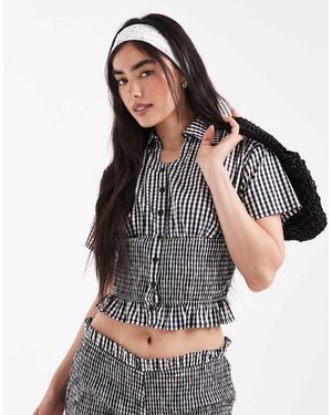 Daisy Street Shirred Detail Shirt - Black