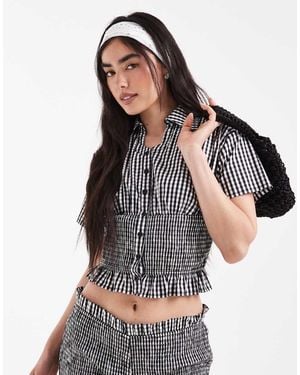 Daisy Street Shirred Detail Shirt - Black