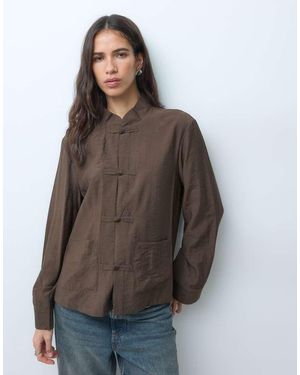Jdy Camicia Con Colletto Alla Coreana Marrone
