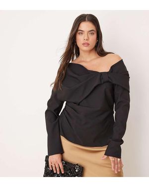 Pretty Lavish Curve Top Met Overdreven Strik - Zwart
