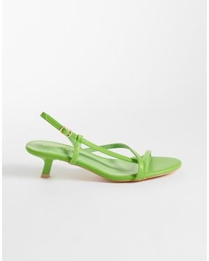 Glamorous Kitten Heeled Strappy Sandals - Green