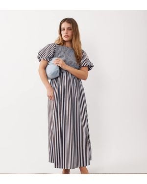 New Look Stripe Shirred Midi Dress - Purple