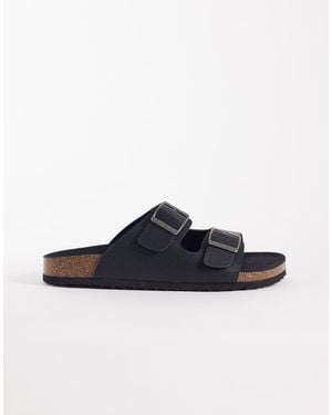 ASOS Two Strap Sandals With Cork Sole - Blue
