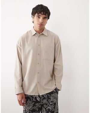 New Look Linen Look Oversized Long Sleeve Shirt - Natural