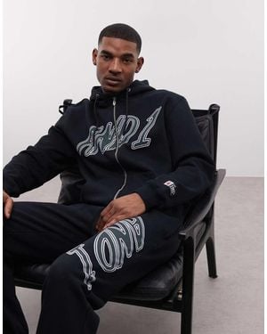 AND1 Sudadera Negra Con Capucha, Cremallera Y Logo De (Parte De Un Conjunto) - Negro
