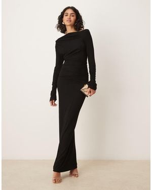 SNDY'S Fine Rib Ruched Waist Detail Maxi Dress - Natural