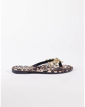 SEQWL Embellished Flip Flops - White