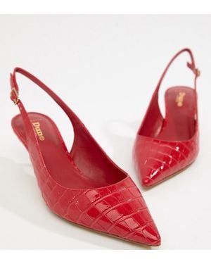 Dune Casanna Wide Fit Kitten Sling Back Heels - Red