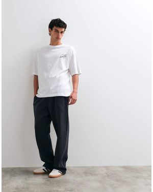 Jack & Jones Joggers De Pernera Ancha En Gris Carbón - Blanco