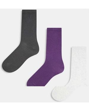 Weekday Set Van 3 Paar Sportieve Sokken - Paars