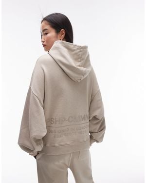 TOPSHOP Community Graphic Oversized Hoodie - Gray