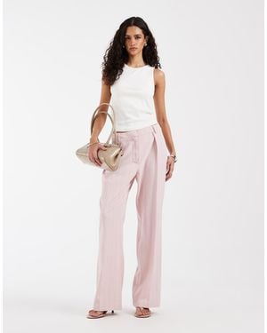 River Island Striped Wide Leg Tailored Trouser - Pink