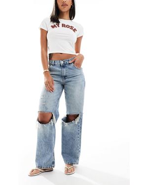 ASOS Low Rise baggy Jeans With Rips - Blue