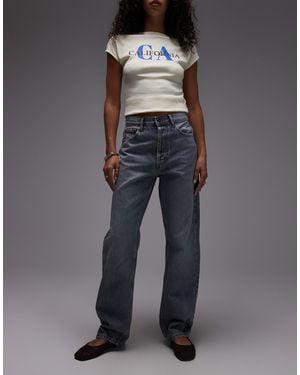 TOPSHOP High Rise Straight Kort Jeans - Grey