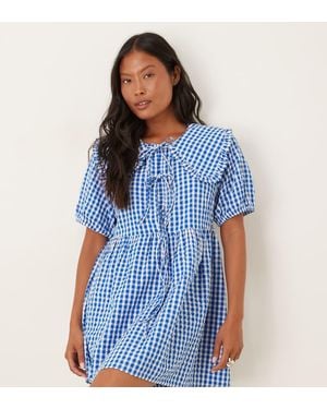 Nobody's Child Petite Blaze Collar Mini Dress - Blue