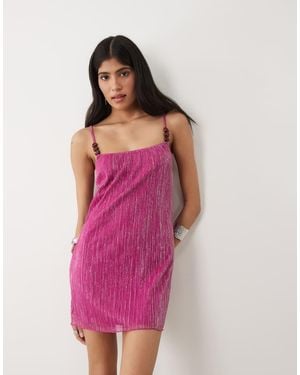 Motel Cerita Plisse Mini Dress - Pink