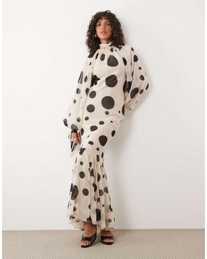 ASOS High Neck Chiffon Maxi Dress With Godet Hem - White