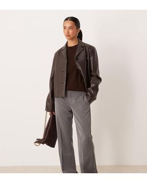 Gina Tricot Relaxed Tailored Trousers - Brown