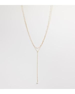 ASOS Asos Design Curve Delicate Lariat Necklace With Station Faux-pearl Detail - White