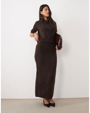 Pretty Lavish Knitted Column Maxi Skirt Co-ord - Brown