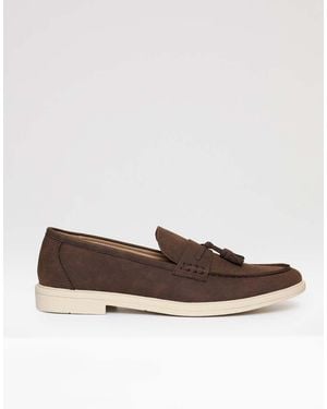 Threadbare Faux Suede Tassel Loafers - Brown