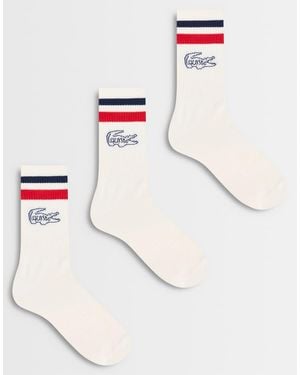 Lacoste 3 Pack Graphic Socks - White