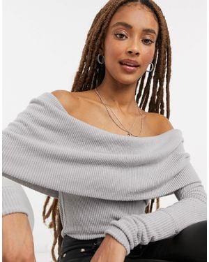 Free People We The Free Off The Shoulder Knitted Top - Gray