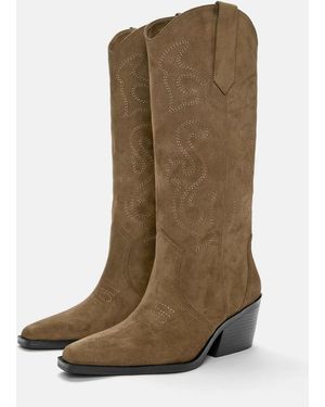 Pull&Bear – cowboystiefel - Grün