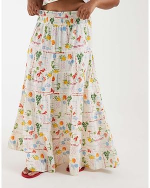 Vero Moda Smock Waist Maxi Skirt Co-ord - Natural