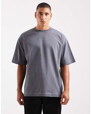 ASOS Camiseta Gris Carbón Extragrande De Tejido Grueso De - Azul